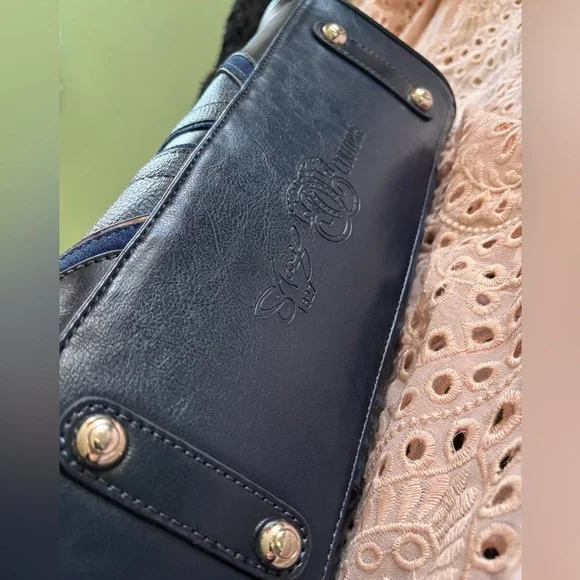 ORIGINAL BY SHARIF Sharif Couture BLUE SUEDE AND CROCODILE PRINT handbag - Picture 6 of 8